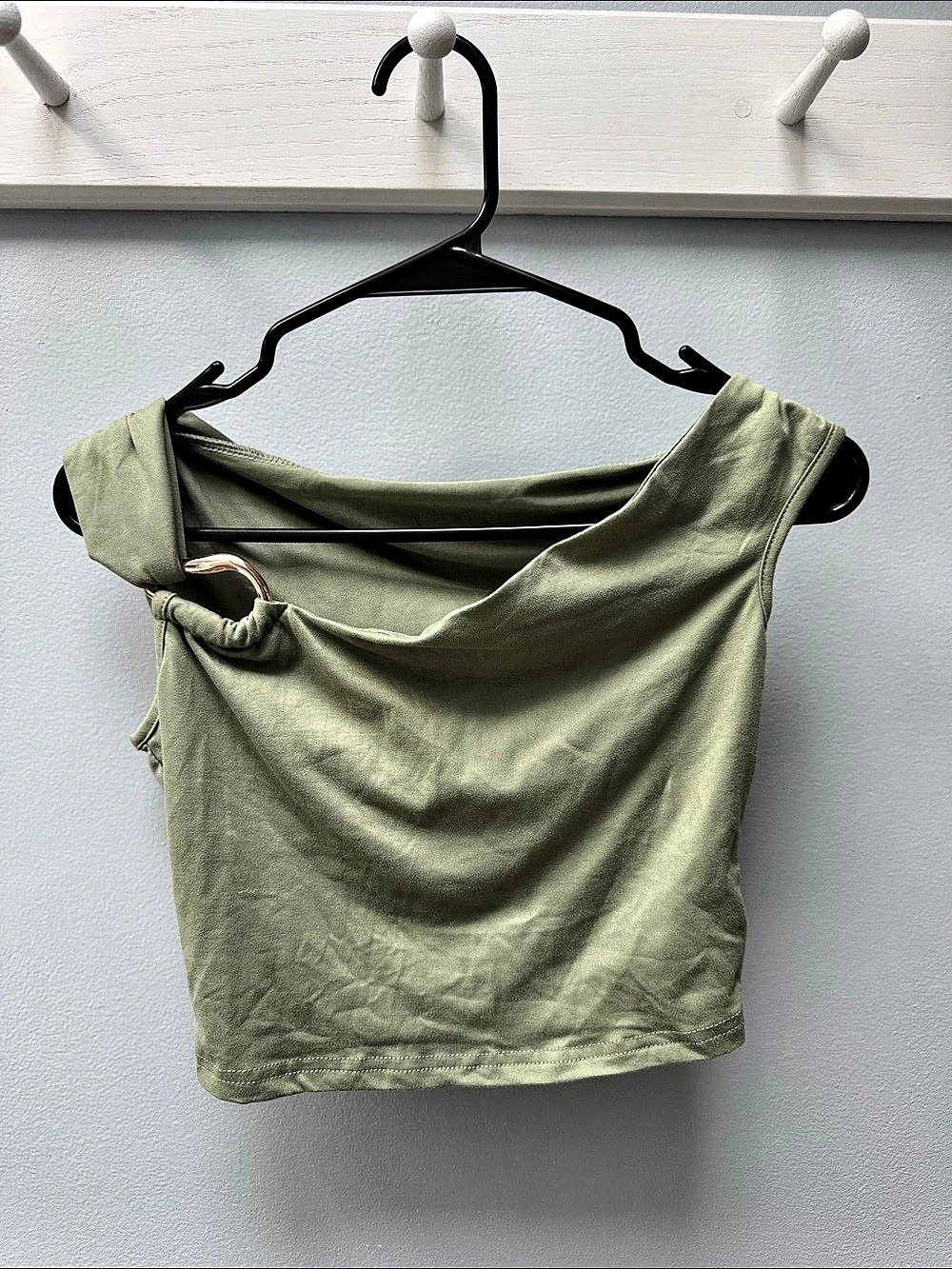 SHEIN Women's Draped Crop Top in Green Size XS Like New